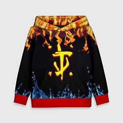 Толстовка-худи детская Doom огонь и вода лого, цвет: 3D-красный