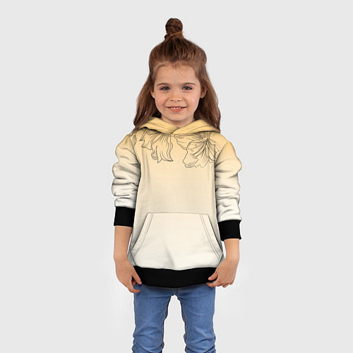 Детская толстовка Градиент желтый с цветами / 3D-Черный – фото 4