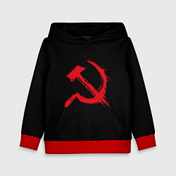 Толстовка-худи детская СССР логотип серп и молот, цвет: 3D-красный