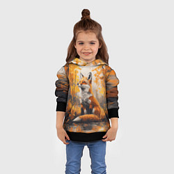 Толстовка-худи детская Мечтательная лиса, цвет: 3D-черный — фото 2