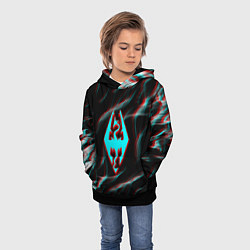 Толстовка-худи детская Skyrim flame glitch, цвет: 3D-черный — фото 2