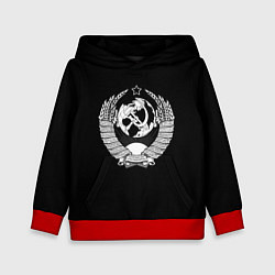 Толстовка-худи детская Лого ссср чернобелое, цвет: 3D-красный