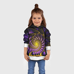 Толстовка-худи детская Fractal illusion steel, цвет: 3D-белый — фото 2