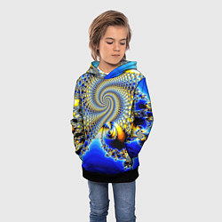 Толстовка-худи детская Фрактальный психоделики узор, цвет: 3D-черный — фото 2