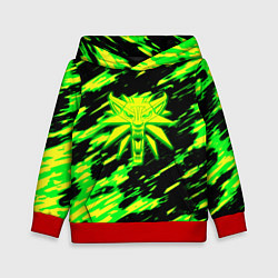 Толстовка-худи детская Ведьмак кислотный волк, цвет: 3D-красный