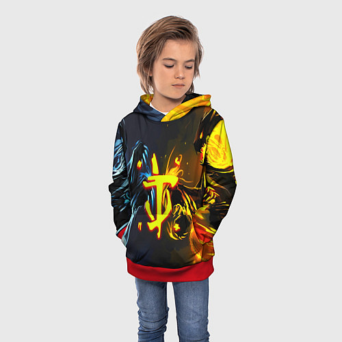 Детская толстовка Doom logo monster / 3D-Красный – фото 3