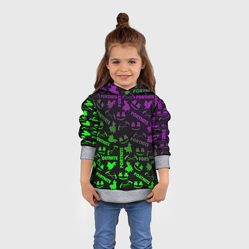 Детская толстовка Fortnite кислота неоновая / 3D-Меланж – фото 4