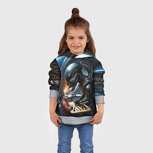 Детская толстовка Шахматы: Гагарин vs Чужой / 3D-Меланж – фото 4