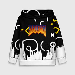 Толстовка-худи детская Doom game pattern, цвет: 3D-белый