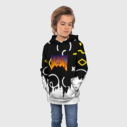 Толстовка-худи детская Doom game pattern, цвет: 3D-белый — фото 2