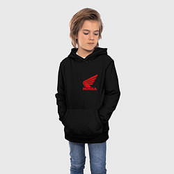 Толстовка-худи детская Honda red logo auto steel, цвет: 3D-черный — фото 2
