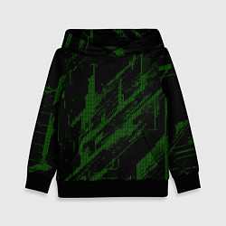 Толстовка-худи детская Зелёные точки на чёрном фоне, цвет: 3D-черный