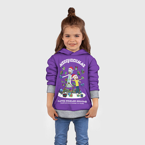 Детская толстовка Рик и Морти Новый год подарки Merry Christmas / 3D-Меланж – фото 4