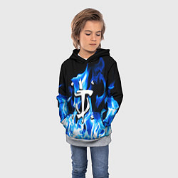 Толстовка-худи детская Doom fire logo steel, цвет: 3D-меланж — фото 2
