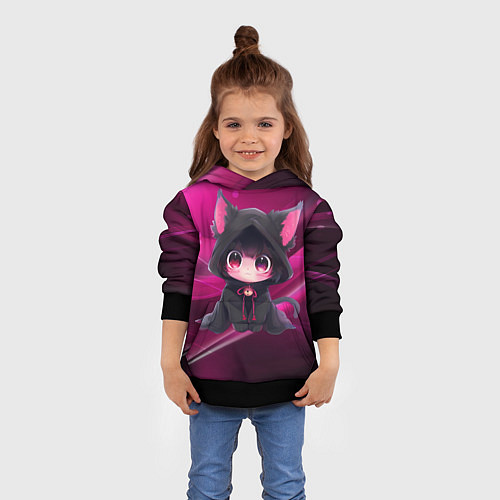 Детская толстовка Куроми - милый котёнок в капюшоне / 3D-Черный – фото 4