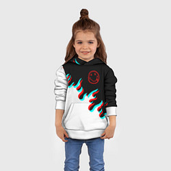 Толстовка-худи детская Нирвана глитч огонь, цвет: 3D-белый — фото 2