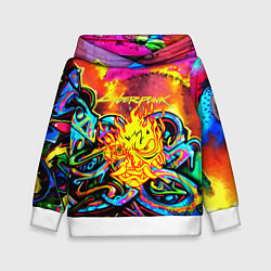 Толстовка-худи детская Cyberpunk 2077 graffity game, цвет: 3D-белый