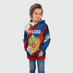 Толстовка-худи детская Цвета флага России, паттерн, цвет: 3D-красный — фото 2