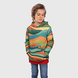 Толстовка-худи детская Поля луга, цвет: 3D-красный — фото 2