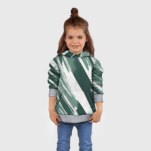 Детская толстовка Косая зеленая полоска / 3D-Меланж – фото 4