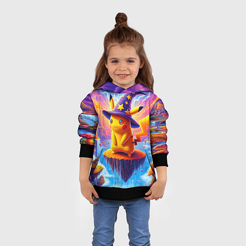 Детская толстовка Pikachu in a stargazers hat / 3D-Черный – фото 4