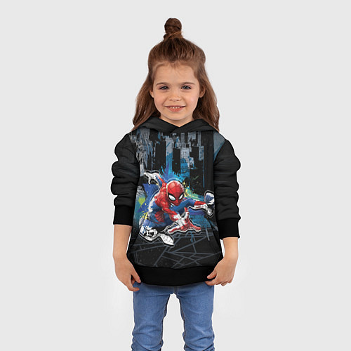 Детская толстовка Spider-man over the city / 3D-Черный – фото 4