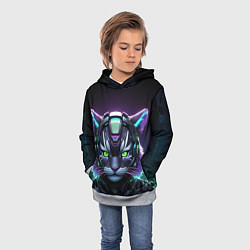 Толстовка-худи детская Неоновый кибертигр, цвет: 3D-меланж — фото 2