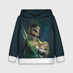 Толстовка-худи детская Куда я туда и он - Мандалорец, цвет: 3D-белый