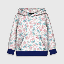 Толстовка-худи детская Новогодние леденцы, цвет: 3D-синий