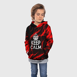 Толстовка-худи детская Keep calm flame red, цвет: 3D-меланж — фото 2