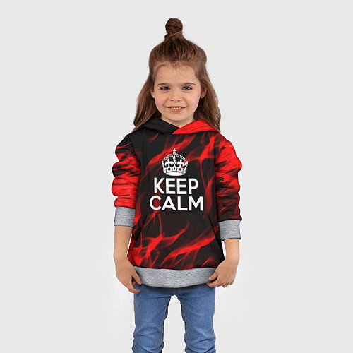 Детская толстовка Keep calm flame red / 3D-Меланж – фото 4