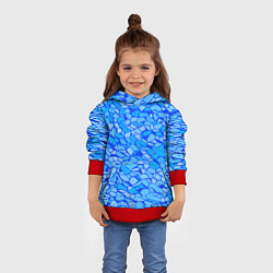 Толстовка-худи детская Голубые плитки на синем фоне, цвет: 3D-красный — фото 2