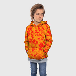 Толстовка-худи детская Красные плитки на жёлтом фоне, цвет: 3D-меланж — фото 2