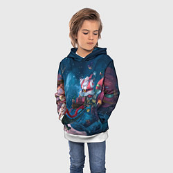 Толстовка-худи детская Санта с динозаврами, цвет: 3D-белый — фото 2