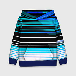 Толстовка-худи детская Разноцветные вертикальные линии, цвет: 3D-синий