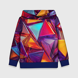 Толстовка-худи детская Разноцветные треугольники 2, цвет: 3D-синий