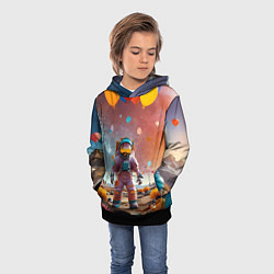 Толстовка-худи детская Праздничный космонавт, цвет: 3D-черный — фото 2