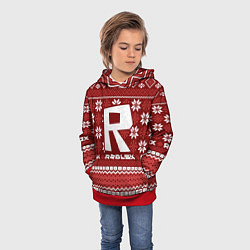 Толстовка-худи детская Новогодний свитер ugly Roblox, цвет: 3D-красный — фото 2