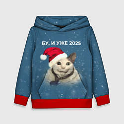 Толстовка-худи детская Бу испугался уже 2025, цвет: 3D-красный