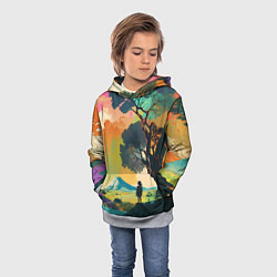 Толстовка-худи детская На природе абстракция, цвет: 3D-меланж — фото 2