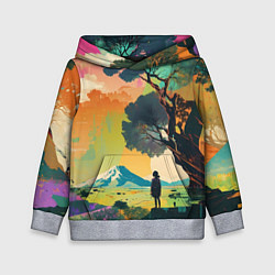 Толстовка-худи детская На природе абстракция, цвет: 3D-меланж