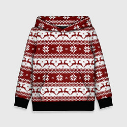 Толстовка-худи детская Скандинавский узор с оленями, цвет: 3D-черный