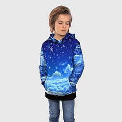 Толстовка-худи детская Заснеженный лес, цвет: 3D-черный — фото 2