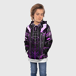 Толстовка-худи детская Purple lines on a black background, цвет: 3D-белый — фото 2
