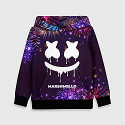 Толстовка-худи детская Праздничный Marshmello, цвет: 3D-черный