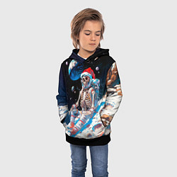 Толстовка-худи детская Санта скелет астронавт, цвет: 3D-черный — фото 2