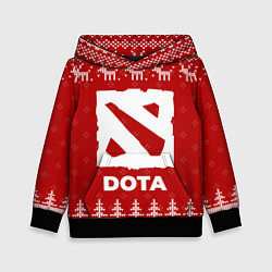 Толстовка-худи детская Новогодний Dota с оленями, цвет: 3D-черный