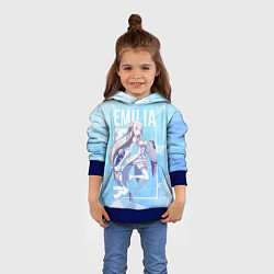 Толстовка-худи детская Эмилия Re:Zero, цвет: 3D-синий — фото 2