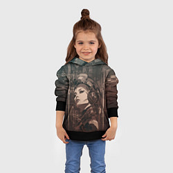 Толстовка-худи детская Волевая девушка-андроид, цвет: 3D-черный — фото 2