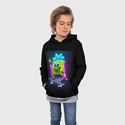 Толстовка-худи детская Sponge Bob on a skateboard - ai art fantasy, цвет: 3D-меланж — фото 2